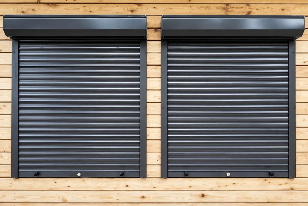 Persianas de aluminio con cajón en una fachada